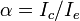 \ \alpha=I_c/I_e